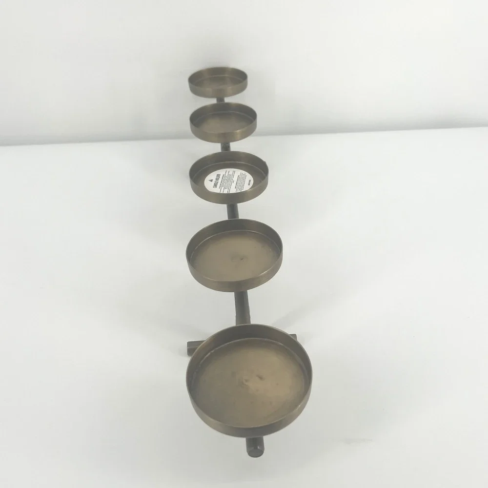 Candle Holder Metal 5-Cup Taper Pillar Centerpiece Bronze Gold Made in India 23